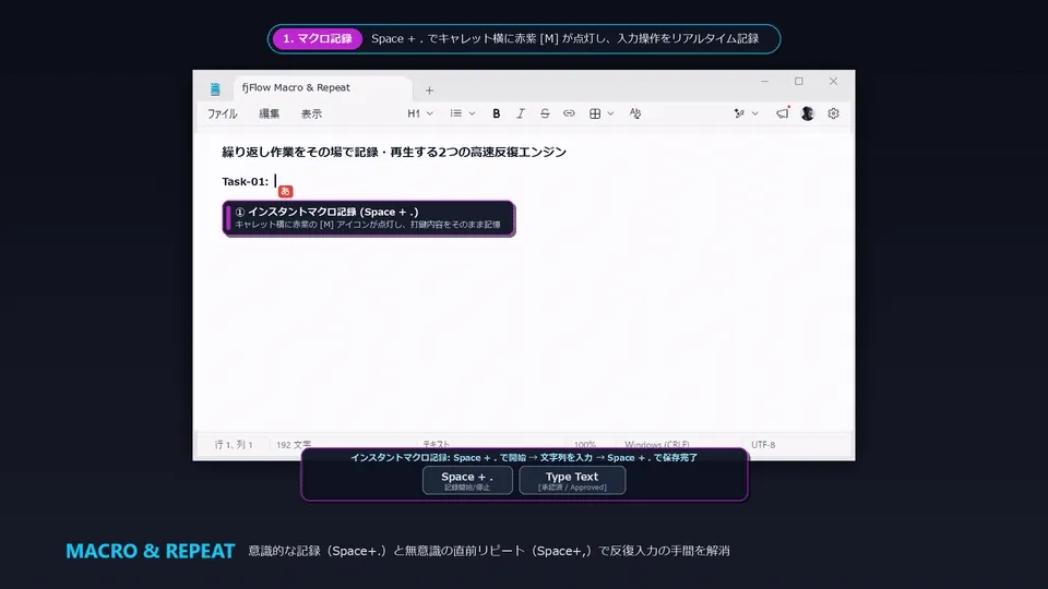 インスタントマクロ＆直前入力リピート実稼働デモ