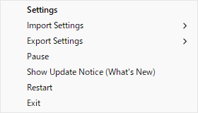 fjFlow System Tray Menu